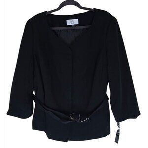 Le Suit Woman Black Belted Blazer Jacket 16W